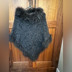 Fur trim pancho